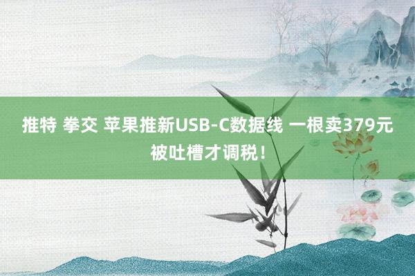 推特 拳交 苹果推新USB-C数据线 一根卖379元被吐槽才调税！