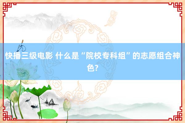 快播三级电影 什么是“院校专科组”的志愿组合神色?