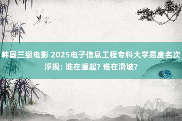 韩国三级电影 2025电子信息工程专科大学易度名次浮现: 谁在崛起? 谁在滑坡?